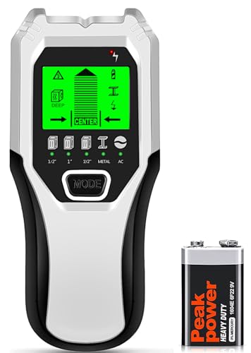 FOLAI Leitungssucher Ortungsgerät 5 in 1 Wandscanner-Detektor Multifunktionaler Bolzendetektor mit LCD Anzeige akustischem Alarm zum Auffinden von Stromleitungen, Holzbalken, Metallrohren
