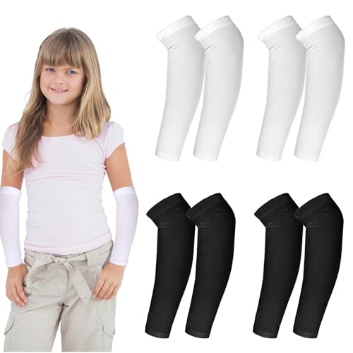 DIVINA VITAE 4 Paar Armlinge Kinder Sport Armstulpen Atmungsaktiv Arm Sleeve Ärmel Elastisch Baseball Volleyball Armschoner Schutz Uv Armmanschette Für Basketball Fußball Mädchen Jungen