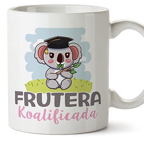 Mugffins Tassen/Becher mit Spruch für GEMÜSEHÄNDLERIN - Auf Spanisch - Koalificado/koalificada - 11 oz / 330 ml - originelles und lustiges Geschenk Mitarbeiter