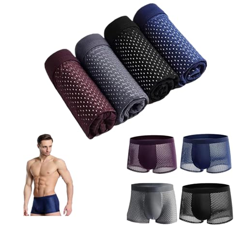 Smilamo Boxhero Bamboo Fiber Boxer Shorts - Bamboo Fiber Boxer Briefs，Bamboo Fiber Boxers Shorts (DE/NL/SE/PL, Alphanumerisch, 4XL, Regular, Regular, Black+Dark Gray+Claret+Navy Blue)