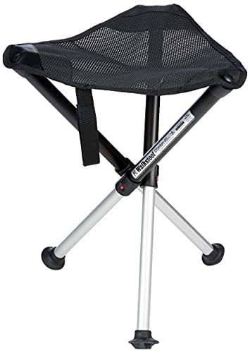 Walkstool - Modell Comfort - Schwarz und Silber - 3-Beiniger Klapphocker aus Aluminium - Sitzhöhe 45 cm - Klapphocker Faltbar, Belastbar mit 200 kg - Hergestellt in Schweden