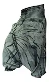 SHOPOHOLIC FASHION Hippie Bunt Batik Baggy Haremshose, Locker Sitzend Hose - grau, One Size