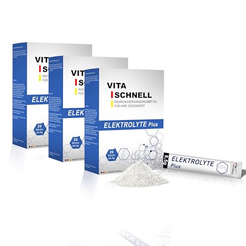 Vita Schnell Elektrolyte Sticks 60 Stk. – Optimale Elektrolyt Versorgung – Vegane, gluten- und laktosefreie Sport Elektrolyte – Made in Germany – Elektrolyte Pulver für schnelle Regeneration
