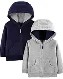 Simple Joys by Carter's Baby-Jungen 2-Pack Fleece Full Zip Fashion-Hoodies, Grau/Marineblau, 6-9 Monate (2er Pack)