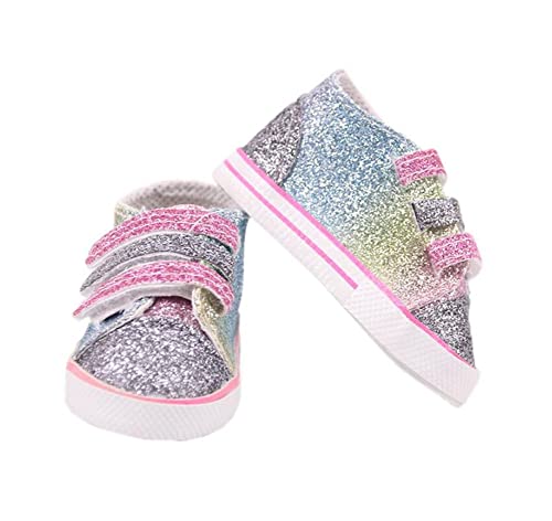 DUORUIMI Puppenschuhe Sneaker mit Pailletten Zubehör für American Girl Doll 45,7 cm