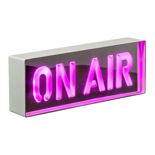 Global Gizmos 51519 On Air Neonschild, Acryl-Licht, energieeffiziente rosa LEDs, batteriebetrieben, verspiegelt, ideal für Zuhause, Bars und Kneipen