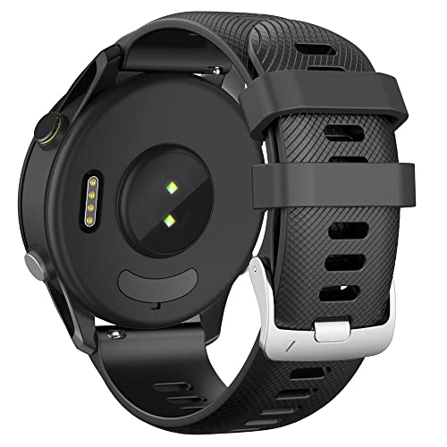 ANBEST 22mm Armband für Garmin Vivoactive 4/Forerunner 255/265/Venu 2 Armband, 22mm Silikon Quick Release Armband Kompatibel mit Gear S3/Huawei Watch GT Ersatzarmband, Schwarz