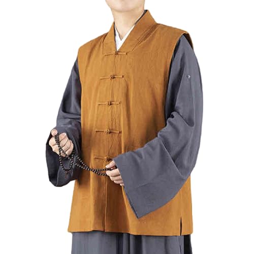 Enigmaire Meditationskleidung,Shaolin Tempel Mönch Kleidung Kung Fu m Anzug,Langes Kleid für den Buddhismus,Bequem und atmungsaktiv,für Kampfsport,Tai Chi,Kung Fu,Meditation,Wing Chun