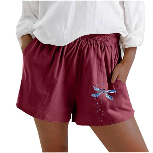 Happy Shorts Herren Unterwäsche Strand, lässige mit Kordelzug, Laufshorts, Workout-Shorts Taschen L(Hot Rosa,S)