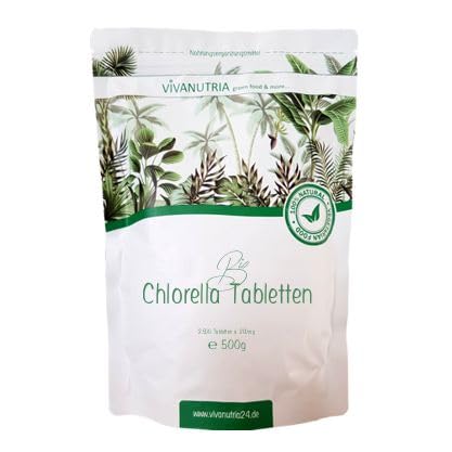 VivaNutria Bio Chlorella Presslinge 500g | aus kontrolliert biologischem Anbau I 2000 Chlorella Tabletten ohne Zusätze - rein & natürlich I schonend verarbeitet | Rohkostqualität | vegan