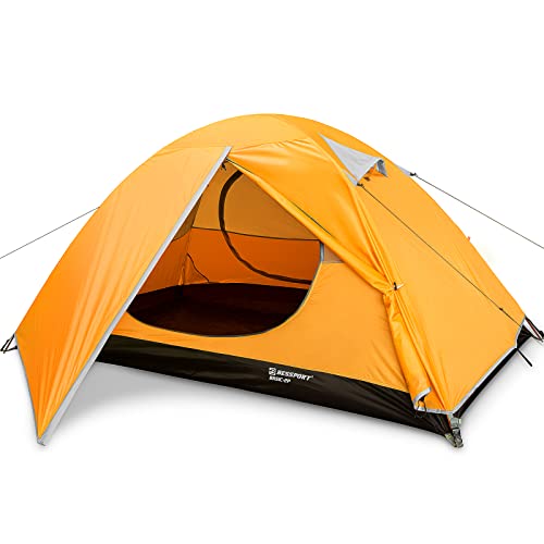 Bessport Zelt 1 & 2 & 4 Personen Ultraleichte Camping Zelte, 3-4 Saison Wasserdicht & Winddicht Kuppelzelt, Kleine Packungsgröße, Geeignet für Erwachsene, Wandern, Outdoor (2 Personen-Orange)