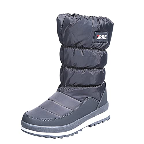 DondPO Boots Damen Winter- Wasserdicht Winter Flach Snow Boots Winter Boots Kurzschaft Gefüttert Graue Winterschuhe Schneeschuhe Schneestiefel Weite H Rutschfeste Warme Winterstiefel Stiefeletten #