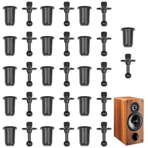 Tokaneit Lautsprecher Druckknöpfe,Soundbox Druckknöpfe,Lautsprecher Kleiner Peg Kit,Lautsprechergitter Führungen,Kunststoff Schnappverschluss für Lautsprechergitter 16 Paar Schwarz