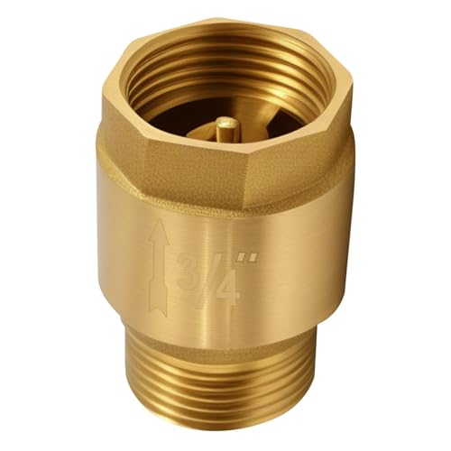 Rückschlagventil 3/4 Zoll, Rückschlagventil aus Messing 3/4'' AG zu IG, Rückflussverhinderer mit Innengewinde und Außengewinde, Rostfrei und Wasserdicht für Pumpe, Waschmaschine, Garten und Regentonne