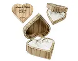 RINGBOX aus HOLZ Herz Vintage Ringkissen mit GRAVUR Rustikale Hochzeit Ringschachtel für Eheringe Ringkästchen Ringschatulle Personalisiert