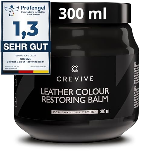 CREVIVE Leder Reparatur Set Schwarz 300 ml - Lederpflege Auto - Lederreparatur Sofa - Autositz Reparatur