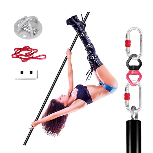 Pole dance Stange 2m Flying Pole Lufttanzstangen-Set, Tragbare, Um 360° Drehbare Tanzstange für Zuhause/ Tanzstudio/ Akrobatikshow, 45 Mm Abisolierstange, Silber, Rosa, Schwarz ( Color : Black Aerial