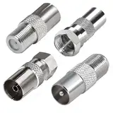 TUOLNK TV Luftadapter f männliche/weibliche TV -TV Koaxial Stecker Kit für Satellitenkabel, Antennenkabel, Luftkabel F Type to Coax Adapter Kit 4pcs