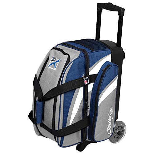 KR Strikeforce Cruiser Doppelroller-Bowlingtasche – mit Deluxe-11,4 cm glatten Kruze-Urethan-Rädern für eine ultra-glatte, leise Fahrt (grau/marineblau)