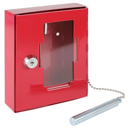 HMF 1021-03 Notschlüsselkasten mit Glasbruchhammer 15,0 x 12,0 x 4,0 cm, RAL 3001 rot