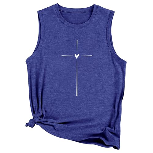 Generisch 2025 - Damen Sommer Stilvolles Komfort Bedrucktes Tank Top Mit Oberteil Sporttop (Blue, S)