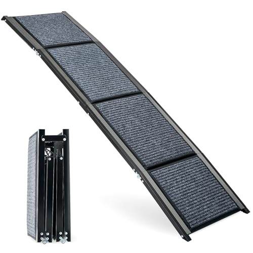 CO-Z Hunderampe für große Hunde 160cm Hundeautorampe mit Polyester-Deckenbezug Einstiegshilfe Auto für Mittlere & Große Hunde bis 90kg Faltbare Hundetreppe für SUV & LKW