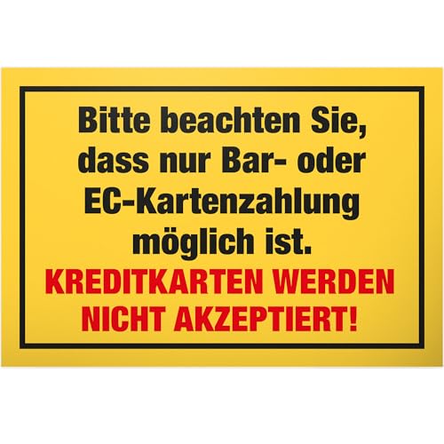DankeDir! Nur Barzahlung oder EC-Kartenzahlung - Schild 30 x 20 cm - Lustiges Barzahlung Hinweisschild für Gastronomie Einzelhandel - Laden Restaurant Gaststätte Hinweis keine Kartenzahlung