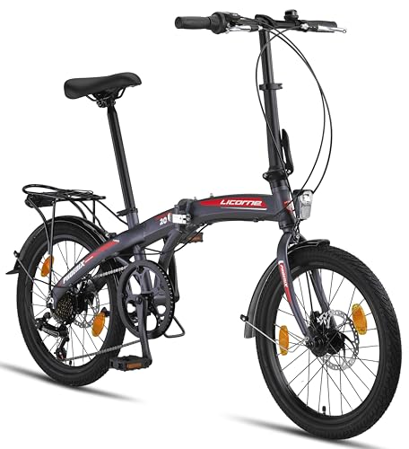 Licorne Bike Phoenix 2D 20 Zoll Aluminium Faltrad Klapprad Scheibenbremse Discbremse Faltfahrrad Herren Damen 7 Gang Kettenschaltung Folding City Bike Alu-Rahmen StVZO