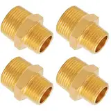 YRAKOZIN [4 Stück] Messing Reduziernippel - 1" x 3/4" AG/AG, Außengewinde Ø33mm x Außengewinde Ø26.5mm, Trinkwasser Geeignet, Sanitär-Anschlussstücke, Zubehör für Wasserschlauch
