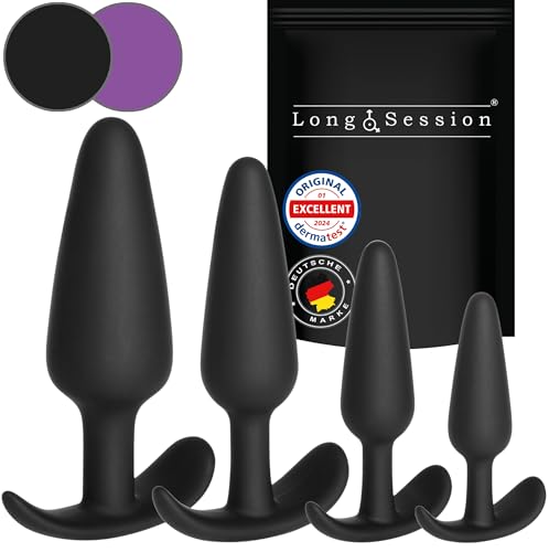 Long.Session® Analplug Set DAS ORIGINAL aus hautfreundlichem Silikon, Butt Plug für Frauen und Männer, Anal Plug für Anfänger und Fortgeschrittene