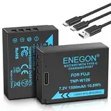 ENEGON NP-W126/W126S USB-C Direktladung Ersatzakkus 1500mAh (2er-Pack) mit 2-in-1 USB-C Ladekabel für Fuji Fujifilm FinePix X100F X100V X100VI HS30EXR HS35EXR HS50EXR X-A1/E1/E2/E3/M1/Pro1/T1/T3