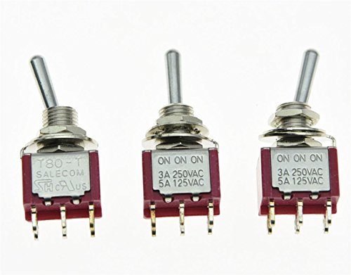 salecom 3pcs DPDT 6 Pin 3 Position ON/ON/ON Gitarre Mini Toggle Schalter Auto/Boot Schalter