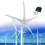 Windkraftanlage Windkraftanlage Windkraftanlage 12000W 12V/24V/48V Kleine Turbine 5-Blatt Controller Generator Set 3-Phase Permanentmagnet für Boote, Terrassen, Hütten oder Häuser Weiß-12V