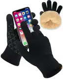 SUTIYO Winter Handschuhe Damen Thermohandschuhe Herren Touchscreen Verdickte Winterhandschuhe mit Warme Fleece Innenfutter Fahrrad Fahren Skifahren (Schwarz)