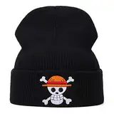 UMiCHOi One Piece Beanie Hat Anime Cap Skull Skelett Hat, Skelett Schwarz