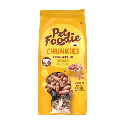 PetFoodie Chunkies Barf tiefgefroren Huhn für Katzen - 100% Frischfleisch & natürlich, ohne künstliche Farb- & Aromastoffe, ohne Konservierungsstoffe, glutenfrei, einfach zu servieren 10x300g TK-Ware