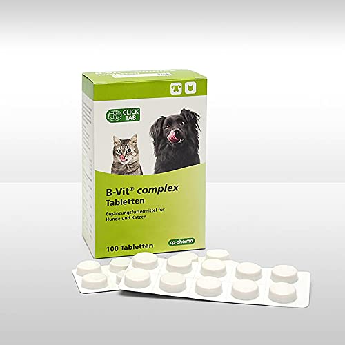 cp-pharma B-VIT Complex Tabletten | 100 Tabletten | Ergänzungsfuttermittel für Hunde und Katzen | Kann dabei helfen ein Mangel an B-Vitaminen auszugleichen | Viertelbare Smart-Tabs