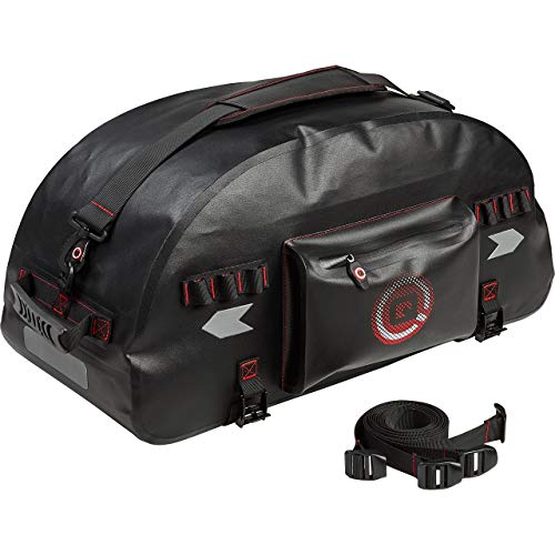 QBag Hecktasche Motorrad Motorradtasche Hecktaschenrolle wasserdicht 50 Liter Stauraum schwarz, Abnehmbarer Schultergurt, universelle Passform für Fast alle Motorräder, Roller, Quads