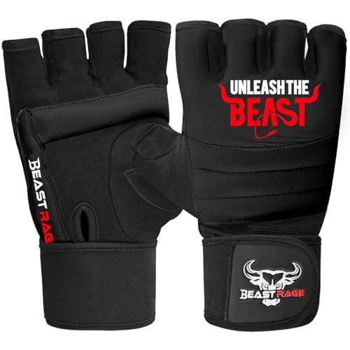 BEAST RAGE MMA Boxhandschuhe Karate Mitts Handschuhe für Männer und Frauen, Punch Bag Taekwondo Half Finger Kickboxing Sparring Martial Arts Boxing Training Gloves - Training Light Workouts