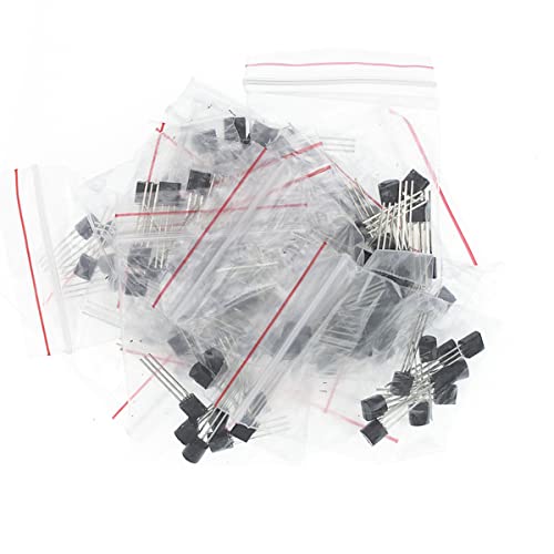 Hailege TO-92 Transistor Assorted Kit S9012 S9013 S9014 S9015 S9018 A1015 S8050 S8550 A42 A92 2N222 C1815 etc 18 Vaues, Each 10pcs, Total 180pcs