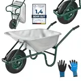 Juskys Schubkarre Garden - 100 Liter Volumen - 210 kg - Luftreifen mit Metall Felge - Wanne verzinkt - Garten Karre Schiebkarre Transportkarre Silber