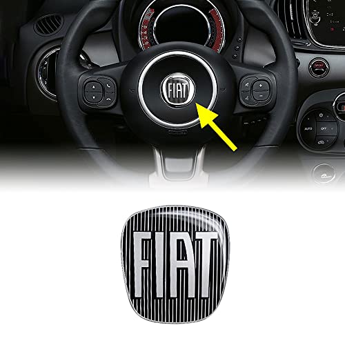 Fiat 14193 3D Aufkleber Logo für 500 Lenkrad, Schwarz, 40 x 43 mm