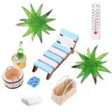 Miniatur Deko Sauna Zubehör Set, 11 Teile Wellness Deko Zubehör, Spa Sauna Wellness Gutschein, Geschenkidee für Wellness Gutscheine und Geldgeschenk