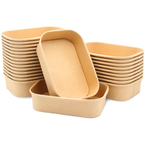 La Llareta 25 Stücke Papierbox zum Mitnehmen, 1000ml/35oz Kraftpapier Take Away Box, Lunchbox aus Kraftpapier, Wasser und Ölbeständig, für Essen zum Mitnehmen, Arbeitsessen, Reisen