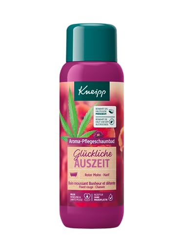 Kneipp Aroma-Pflegeschaumbad Glückliche Auszeit - mit natürlichen Ölen aus Rotem Mohn und Hanf - Rezeptur ohne Mikroplastik - 400ml