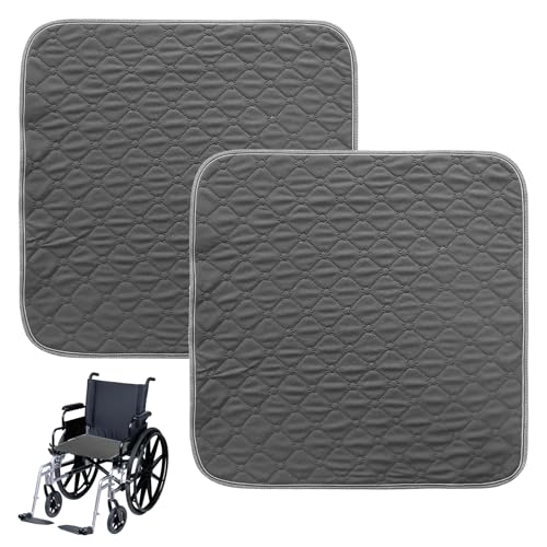 2 Stück Waschbare Inkontinenz Stuhlauflage: 50x50cm wasserdichte Inkontinenz Sitzauflage, Rutschfester Inkontinenzunterlage für Sessel, Liegestühle, Autositze, Sofa - Grau