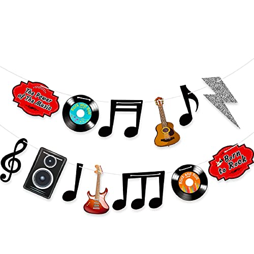 Musiknoten Deko Banner 1950er Rock and Roll Party Deko Musiknoten Silhouetten Rock and Roll Star 50er Thema Party Karaoke Musik Wanddeko Pappe Ausschnitte Elektrisch Aufzeichnen Ausschnitte