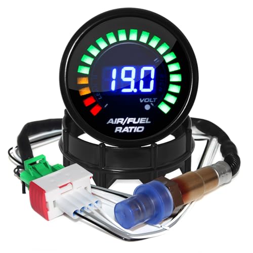 2'' 52mm Auto-Luft-Kraftstoff-Verhältnis-Messgerät AFR Meter mit blauer LED-Digitalanzeige mit Schmalband O2 Sauerstoff Sensor Auto-Messgerät 12V