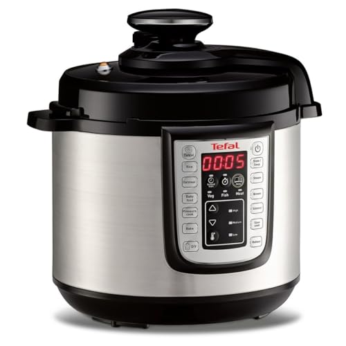 Tefal CY505E30 Fast & Delicious Multicooker Elektrischer Schnellkochtopf, 1.200 W, 25 automatische Programme, manueller Modus, inkl. Rezept, Dampfgarer, 6 l, Metal