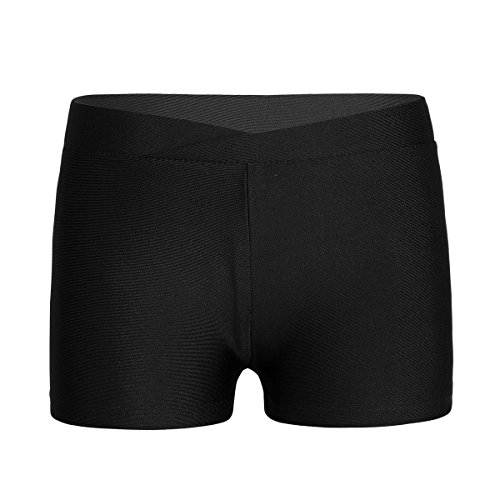 iEFiEL Mädchen Gymnastik Shorts Hot Pants Tanz Shorts Sportshorts Work Out Leggings Sport Yoga Fitness Hosen Jogginghose A Schwarz 152-164